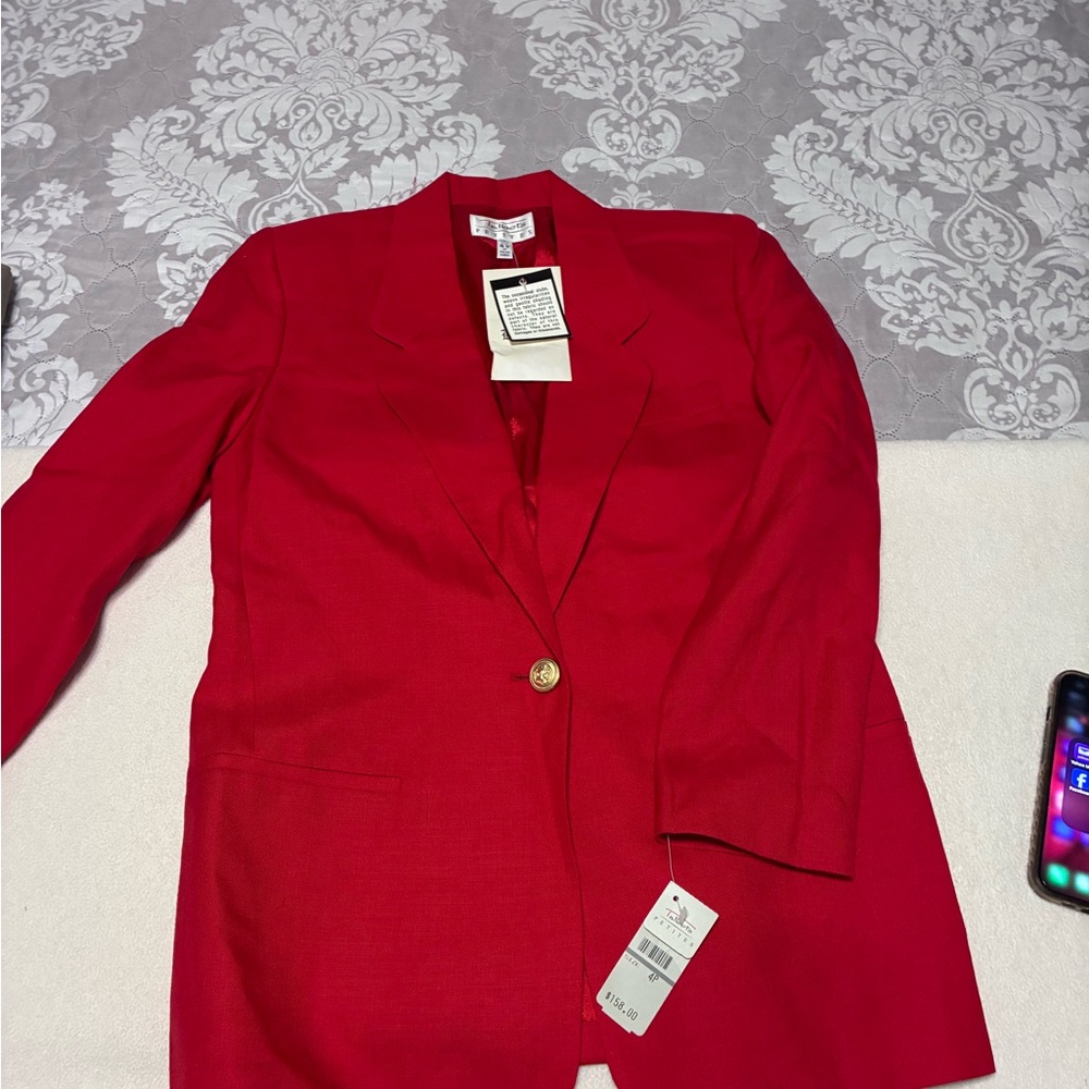 Vintage Talbots Red Single-Button Women's Blazer